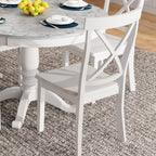 5-Piece White Solid Wood Dining Table Set for 4