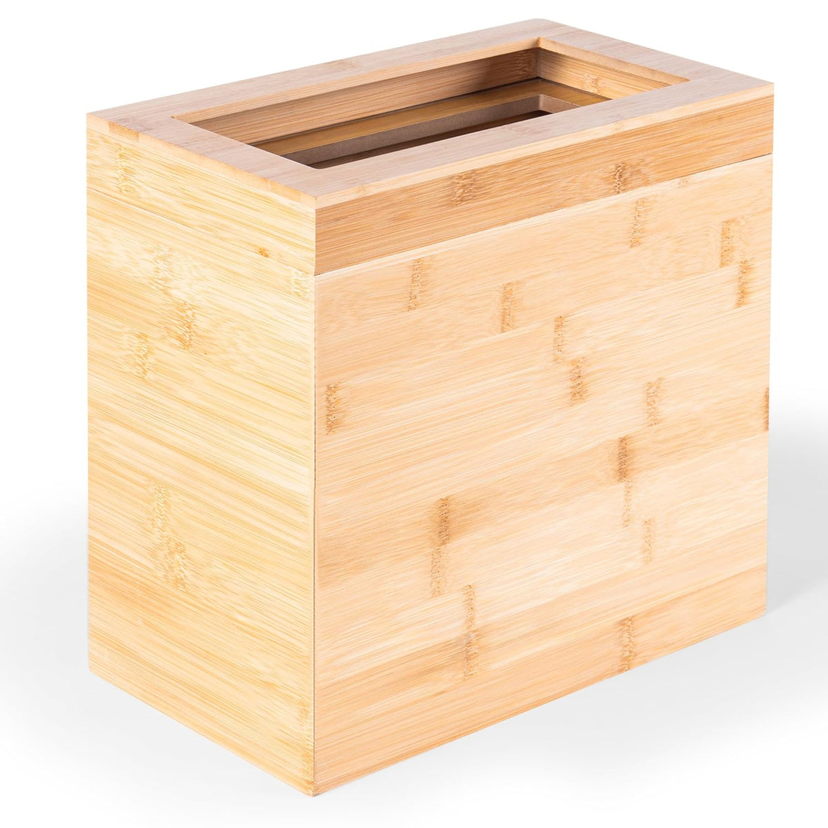 Bamboo Waste Basket with Lid and Liner Frame