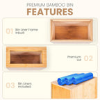 Bamboo Waste Basket with Lid and Liner Frame