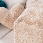 Champagne Heart-Shaped Faux Fur Throw Pillows