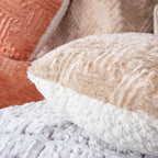 Champagne Heart-Shaped Faux Fur Throw Pillows