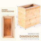 Bamboo Waste Basket with Lid and Liner Frame