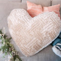 Champagne Heart-Shaped Faux Fur Throw Pillows