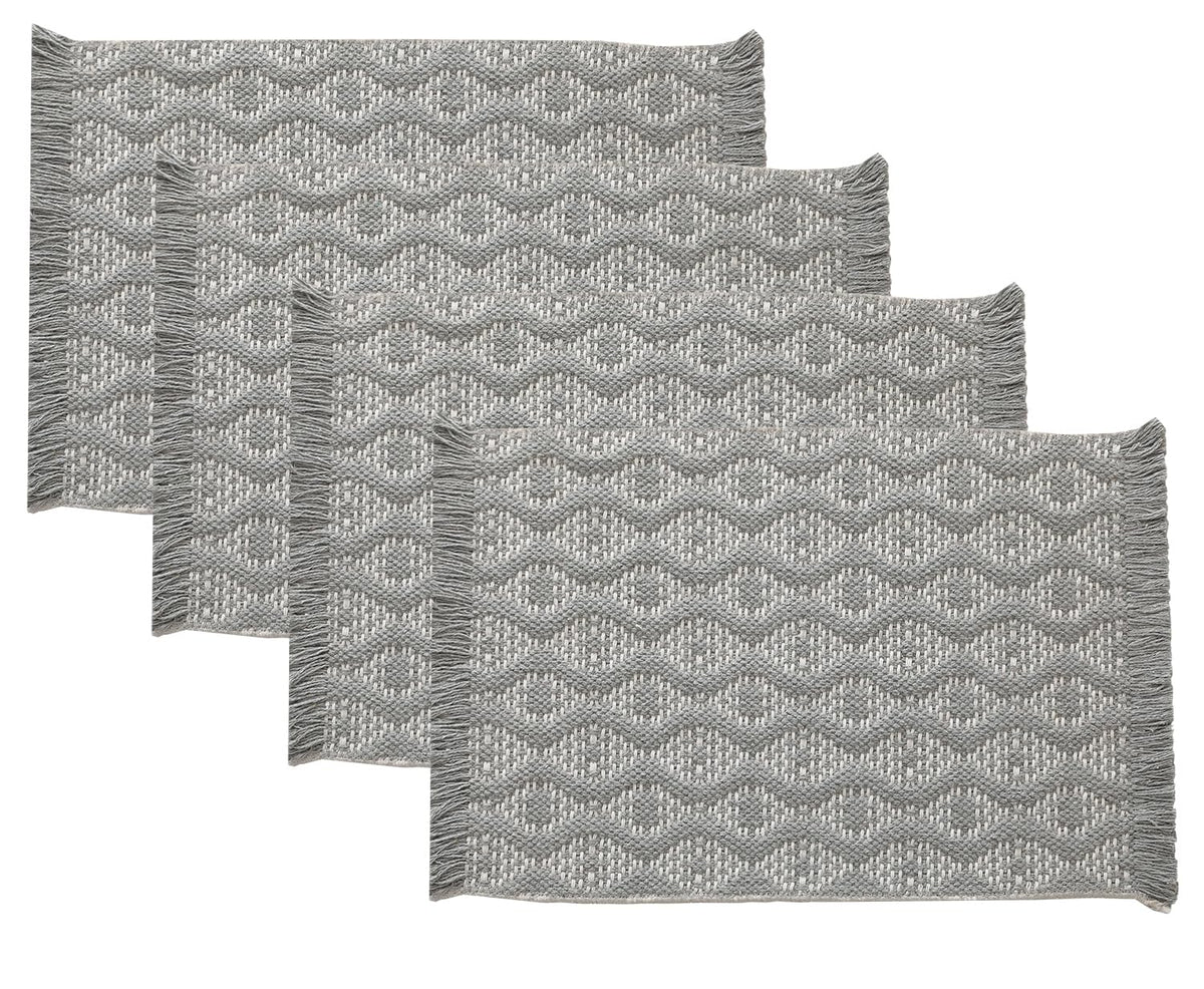 Grey Diamond Woven Placemats 12"x19", Set of 4