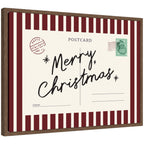 Vintage Merry Christmas Card by Lucky Guava Framed Canvas Wall Art Print