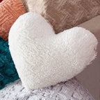 Champagne Heart-Shaped Faux Fur Throw Pillows