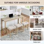 4-Piece Bar Table Set with Stools and Power Outlet, Light Oak
