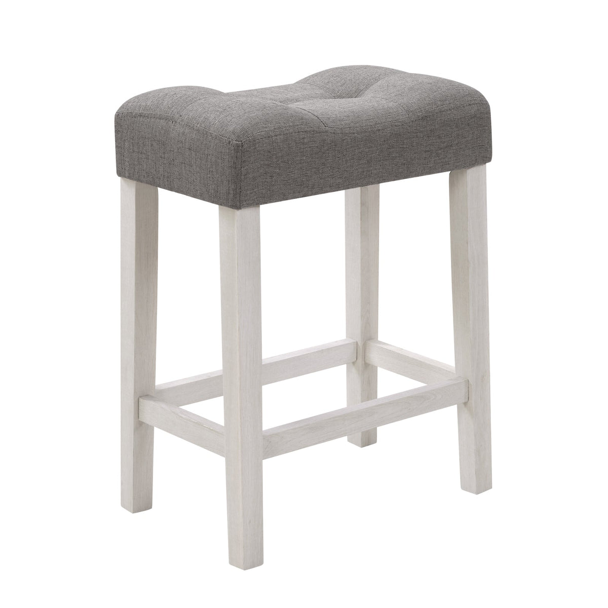 4-Piece Bar Table Set with Stools and Power Outlet, White & Grey