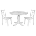 5-Piece White Solid Wood Dining Table Set for 4