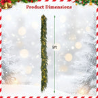 9 FT Pre-lit Artificial Cypress Christmas Garland with 50 Warm White LED Lights and 130 Branch Tips