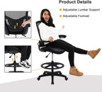Tall Ergonomic Drafting Chair with Footrest