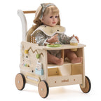 Wooden Push Walker & Doll Pram Activity Toy
