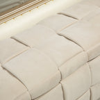 Beige Cushioned Storage Ottoman with Safety Hinge