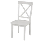 5-Piece White Solid Wood Dining Table Set for 4