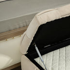 Beige Cushioned Storage Ottoman with Safety Hinge