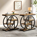 Ironwood 4-Tier Industrial End Table with Storage Shelves