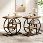 Ironwood 4-Tier Industrial End Table with Storage Shelves