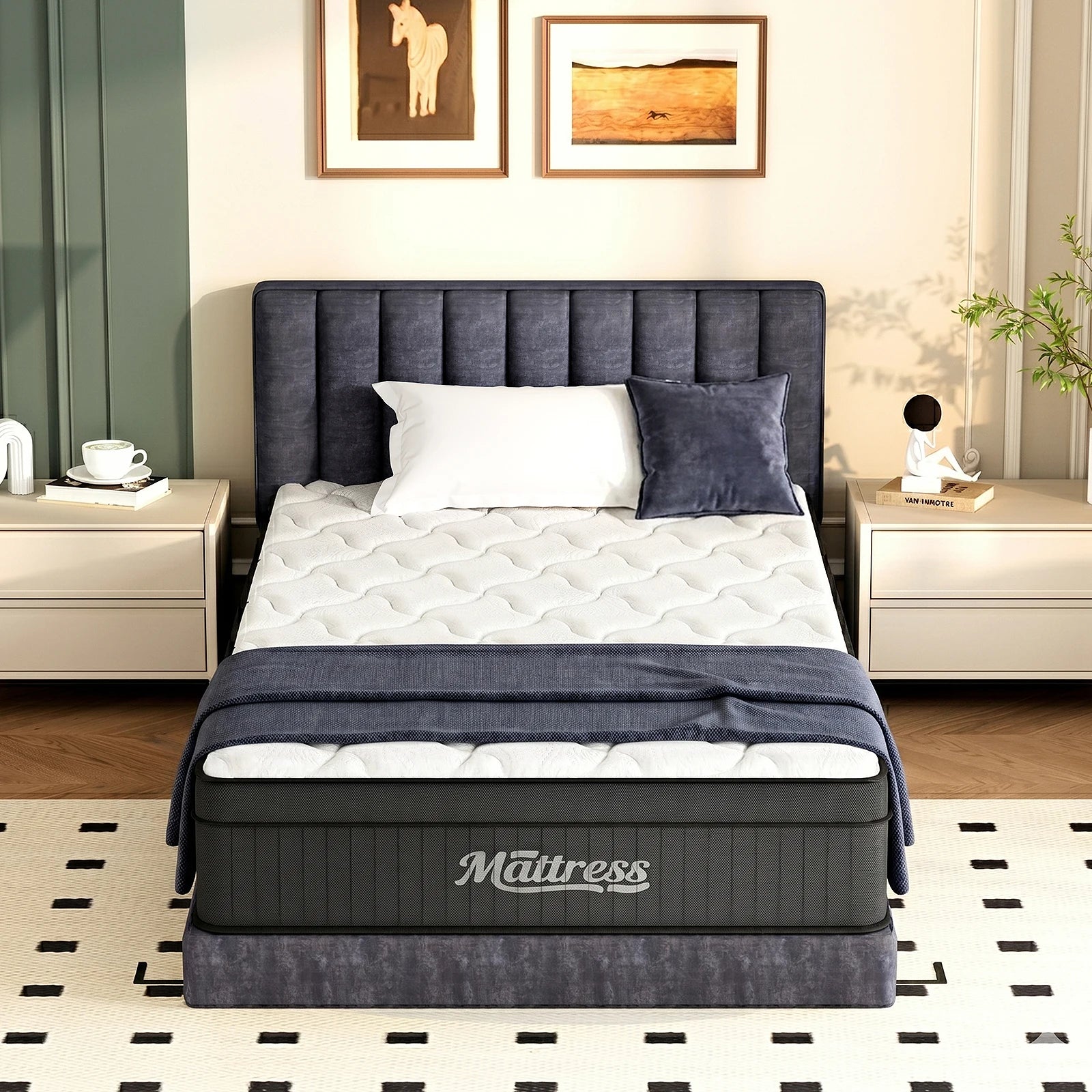 12 Inch Twin Mattress, Hybrid Pocket Spring Mattress in a Box, Medium Firm, Fiberglass Free, Edge Support & Back Pain Relief for Daily Sleep,White