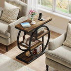 Ironwood 4-Tier Industrial End Table with Storage Shelves