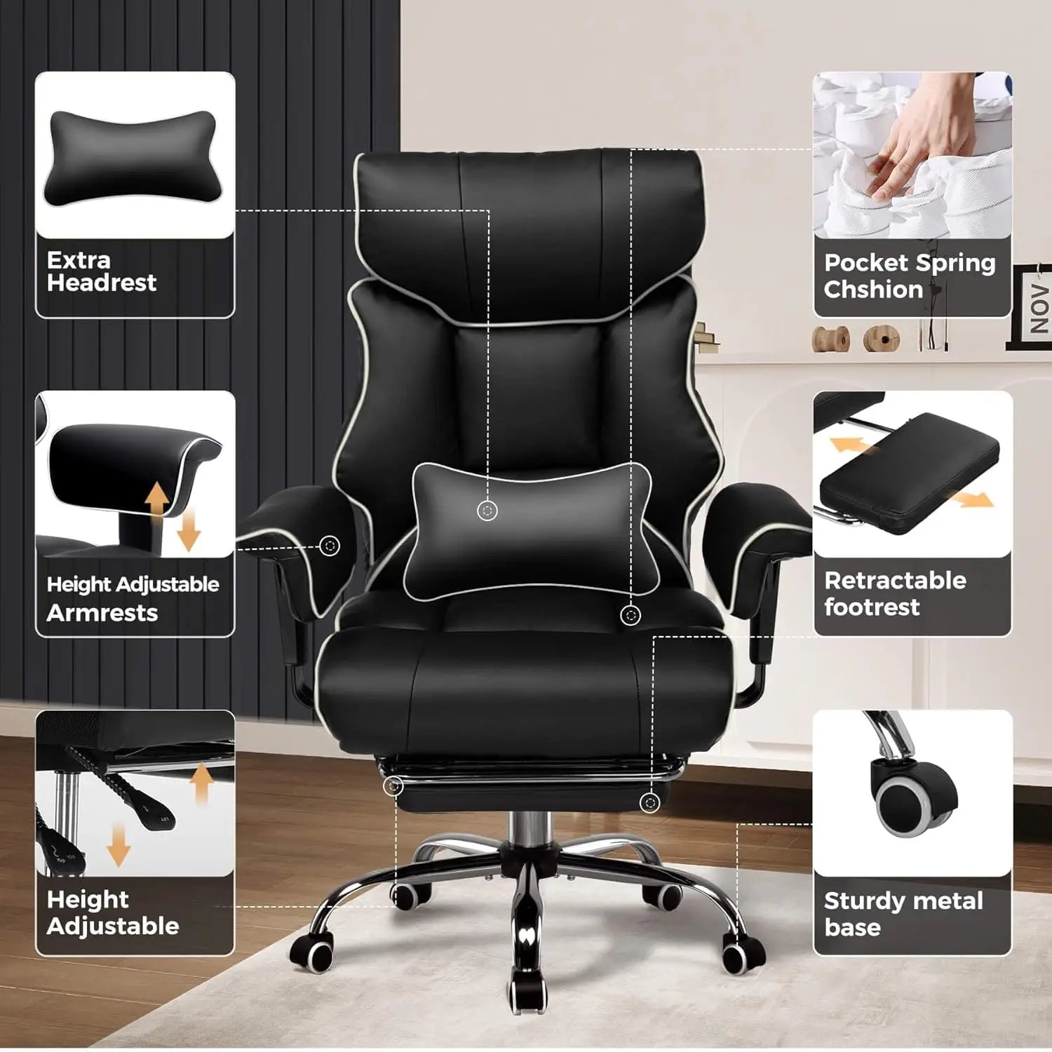Summit Executive Big & Tall Office Chair with Pocket Spring Cushion