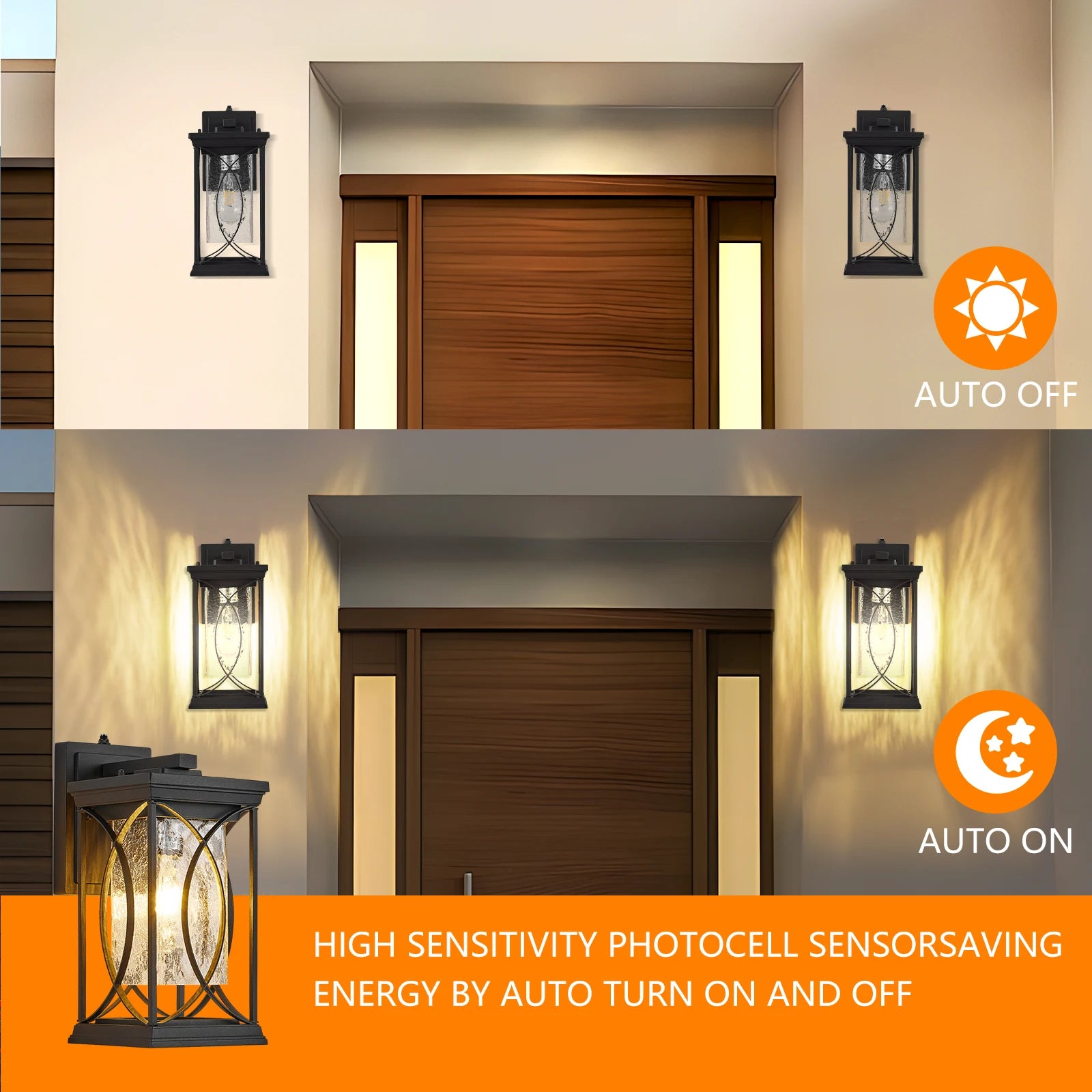 Modern Dusk-to-Dawn Outdoor Wall Sconce