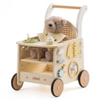 Wooden Push Walker & Doll Pram Activity Toy