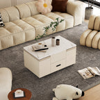 Lift-Top Folding Coffee Table with Storage Drawers