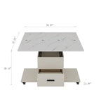 Lift-Top Folding Coffee Table with Storage Drawers