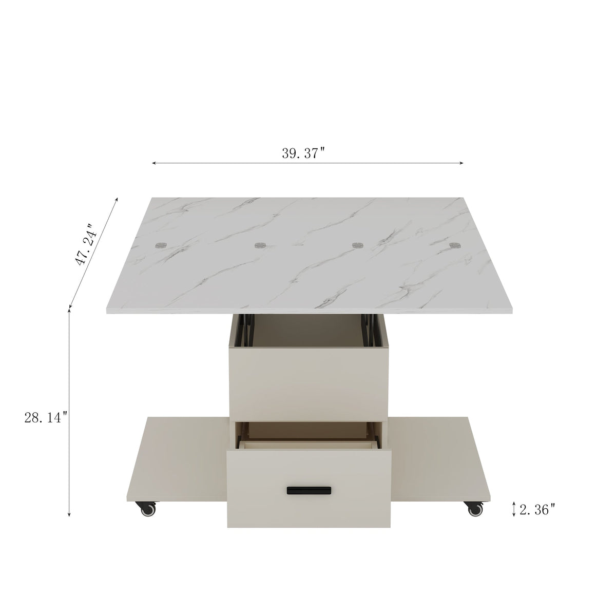 Lift-Top Folding Coffee Table with Storage Drawers