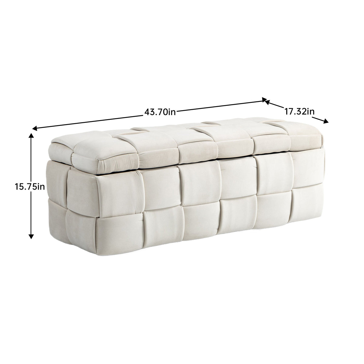 Beige Cushioned Storage Ottoman with Safety Hinge