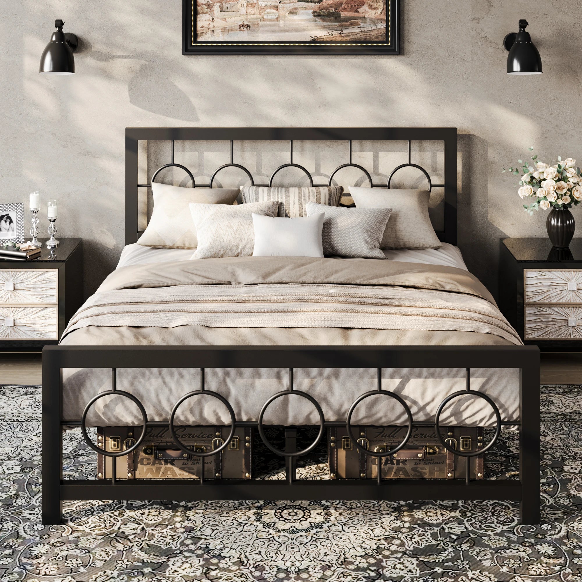 Iron Haven Vintage Metal Platform Bed Frame