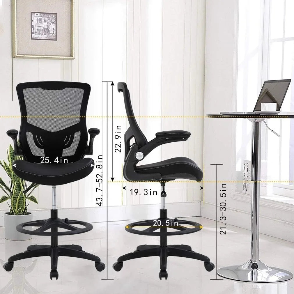 Tall Ergonomic Drafting Chair with Footrest