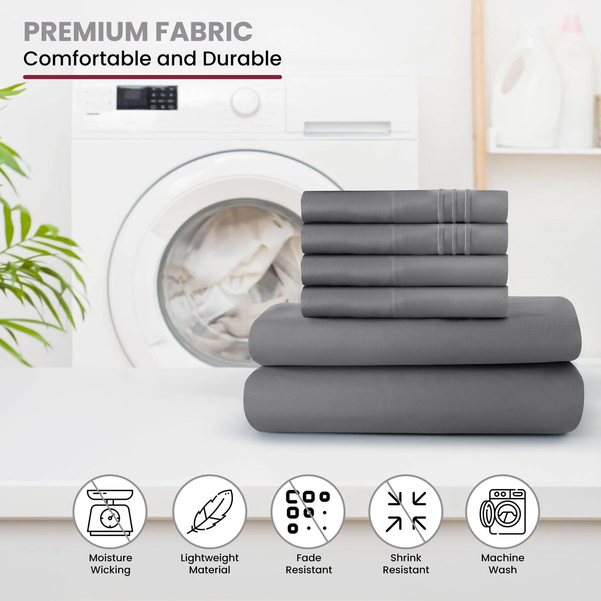 Lux Décor 6-Piece Solid Brushed Microfiber Sheet Set