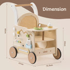 Wooden Push Walker & Doll Pram Activity Toy