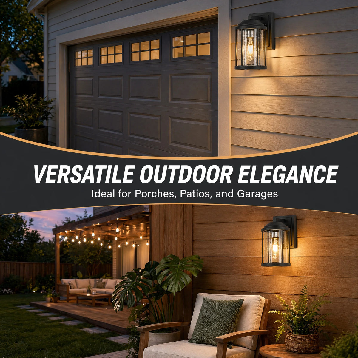 2-Pack 11" Modern Farmhouse Outdoor Wall Lanterns
