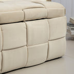Beige Cushioned Storage Ottoman with Safety Hinge