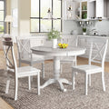 5-Piece White Solid Wood Dining Table Set for 4