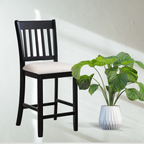 Black Rubberwood Dining Chairs, Set of 2