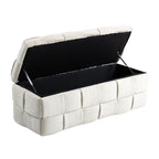 Beige Cushioned Storage Ottoman with Safety Hinge