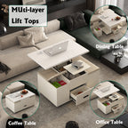 Lift-Top Folding Coffee Table with Storage Drawers
