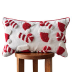 Candy Cane & Santa Hat Lumbar Pillow Cover