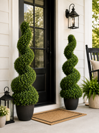 Artificial Spiral Boxwood Topiary Tree – 24", 36" & 48" Evergreen Decorative Plant
