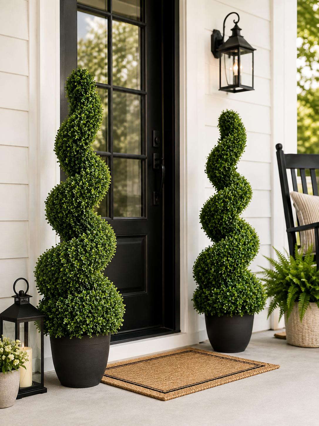 Artificial Spiral Boxwood Topiary Tree – 24", 36" & 48" Evergreen Decorative Plant