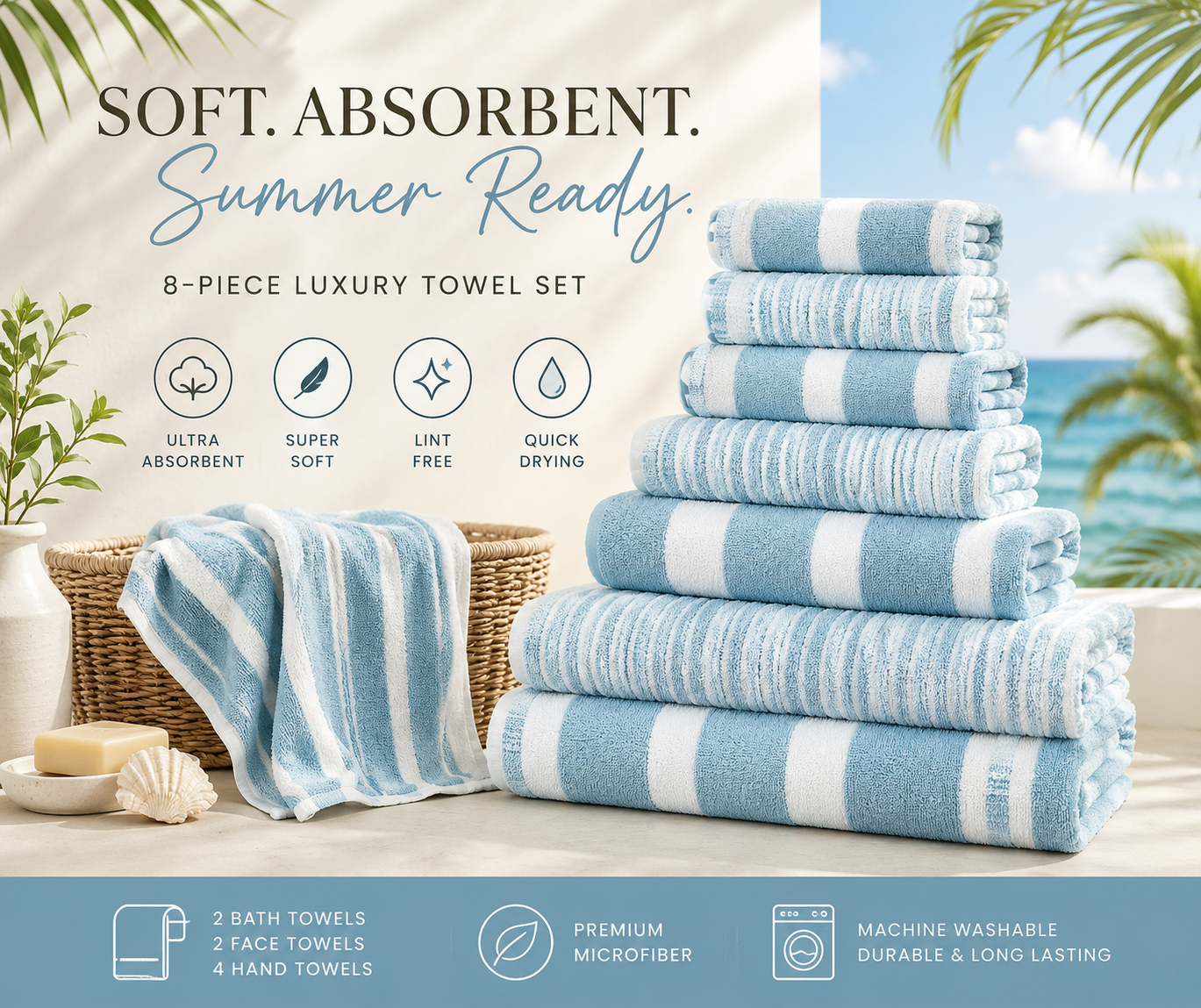 Harbor Stripe Luxury Towel Collection