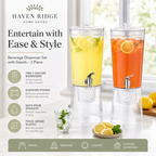Haven Ridge Entertain Beverage Dispenser Set with Stands – 2 Piece