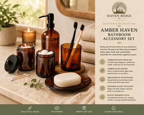 Amber Haven Rustic Bathroom Accessory Set