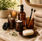 Amber Haven Rustic Bathroom Accessory Set