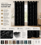 LunaShield Blackout Thermal Foil Grommet Curtain Panels – 4 Piece Set