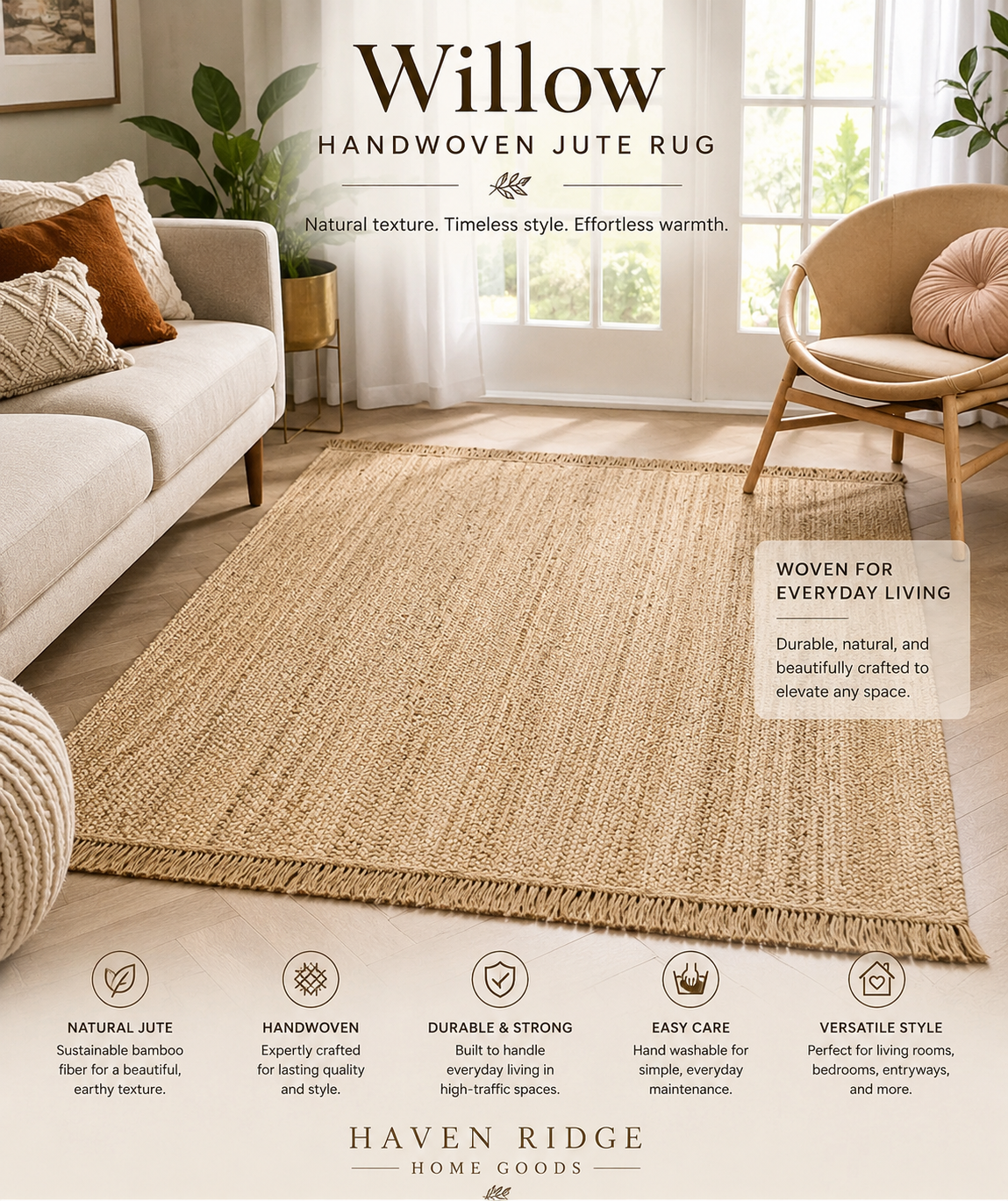 Willow Handwoven Jute Tassel Rug