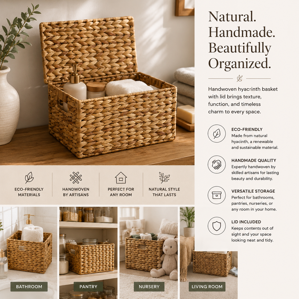 Willow Woven Hyacinth Storage Basket